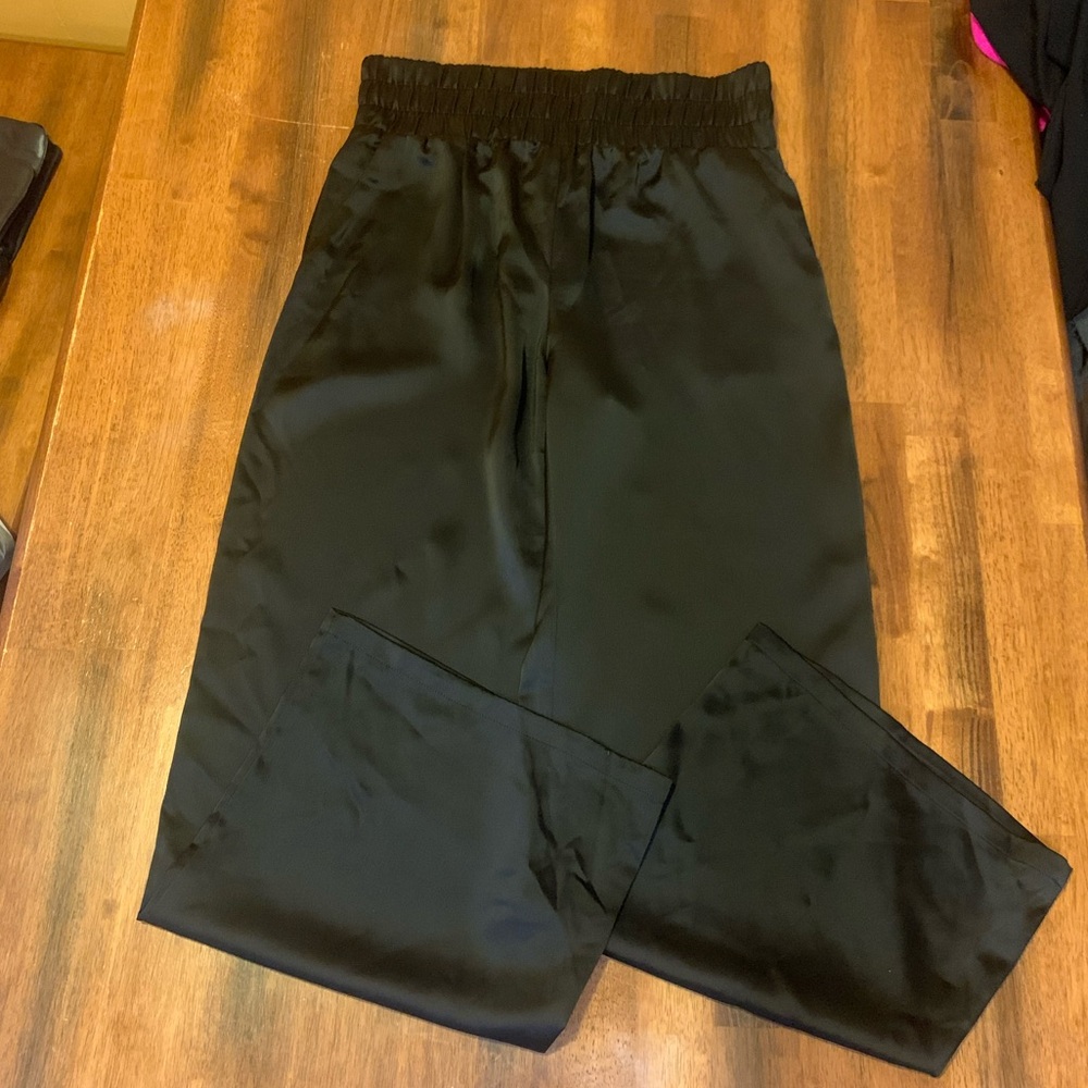 Sincerely Jules Wide Leg Pants XL Satin Black Wide Waistband High Waisted